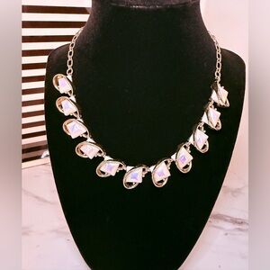Vintage Mid-Century Iridescent AB Thermoplastic Wave Necklace